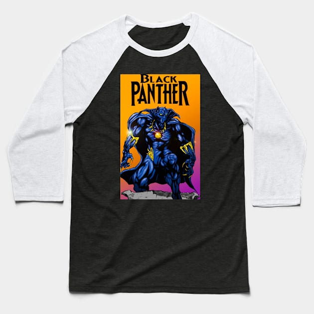 Black Panther Baseball T-Shirt by Art Of Lunatik